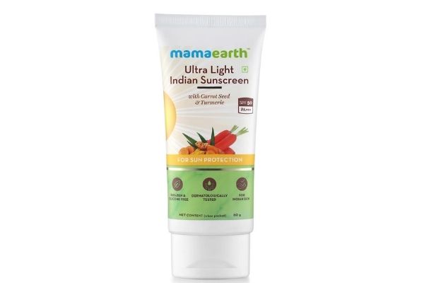 Mamaearth Ultra Light Indian Sunscreen SPF50 PA+++ With Turmeric & Carrot Seed
